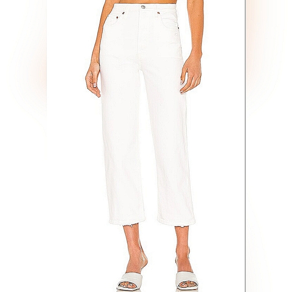 Levis Ribcage Straight Ankle Jeans White Size 27 - Picture 2 of 9